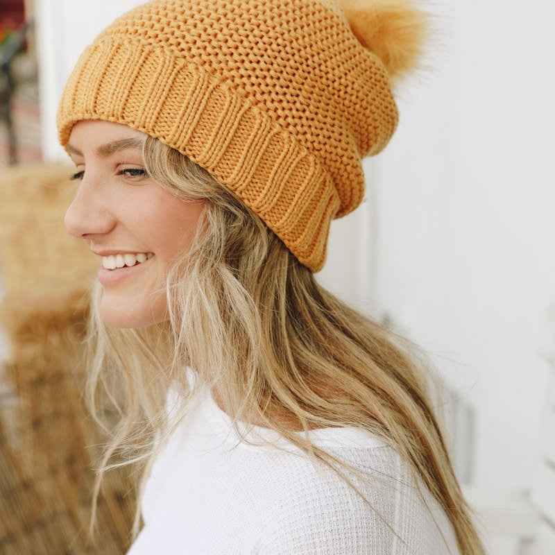 Soft Knit Pom Beanie – Warm & Stretchable Winter Hat