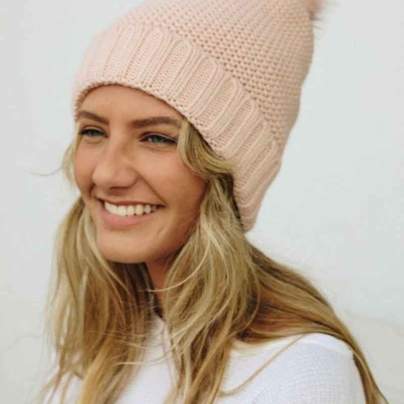 Soft Knit Pom Beanie – Warm & Stretchable Winter Hat