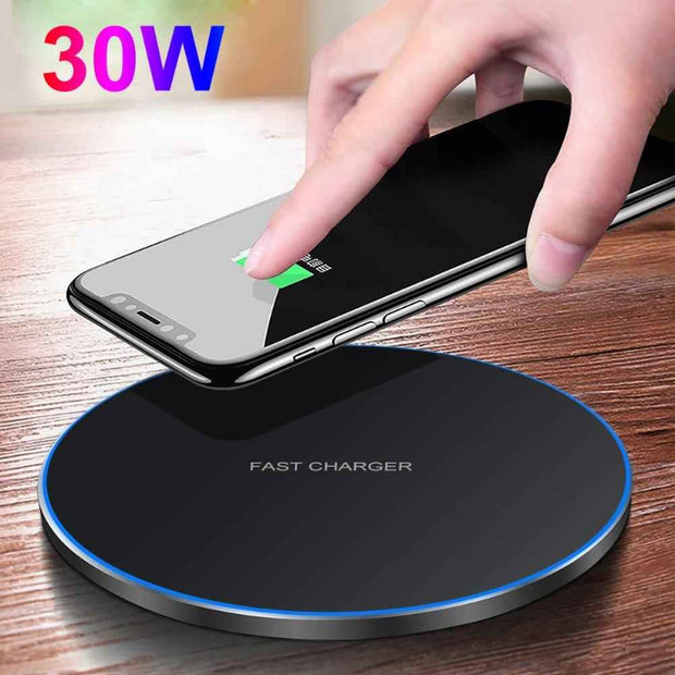 30W Fast Wireless Charger – Universal Qi Charging Pad for iPhone & Android