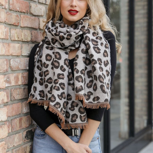 Bufanda reversible de leopardo