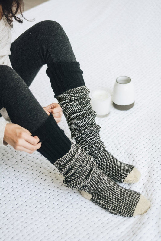 Ribbed Knit Lounge Socks.