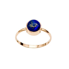 Bague en or rempli 14 carats avec lunette ronde en lapis-lazuli