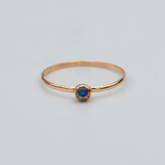 Dainty Ethiopian Opal Bezel 14k Gold Filled Ring