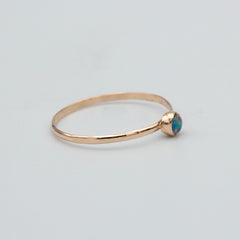 Dainty Ethiopian Opal Bezel 14k Gold Filled Ring