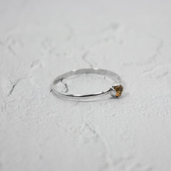 Petite Citrine Solitaire Sterling Silver Ring