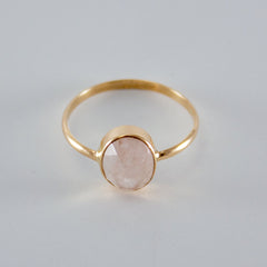 Rose Quartz Oval Open Bezel 14k Gold Filled Ring