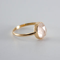 Rose Quartz Oval Open Bezel 14k Gold Filled Ring