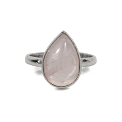 Anillo de plata de ley con cuarzo rosa en forma de pera