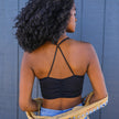 Ruched Crop Bralette with Thin Straps and Fitted Design