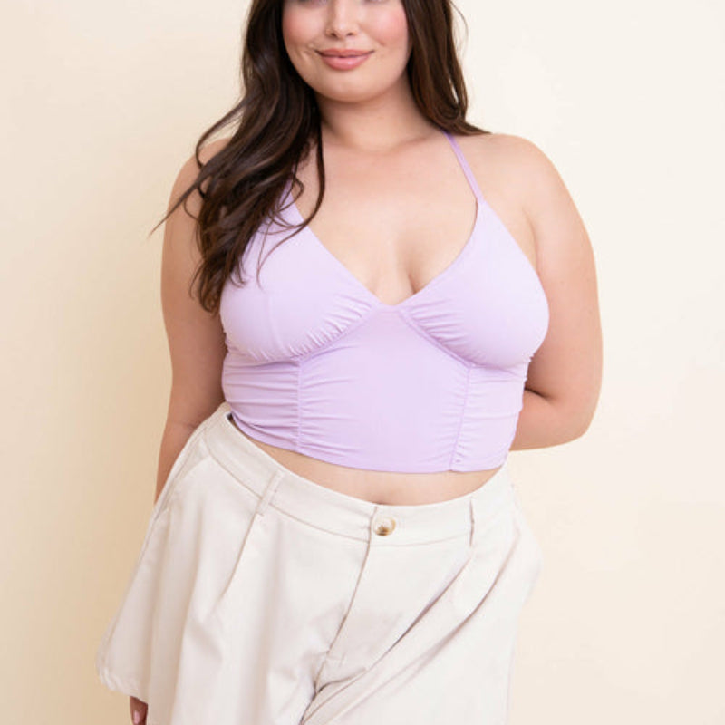 Women V-Neck Halter Crop Top Sleeveless Summer Wear