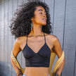 Ruched Crop Bralette with Thin Straps and Fitted Design