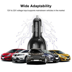 Black 4 Port LED Fast Car Charger and  6FT Charger Compatible for