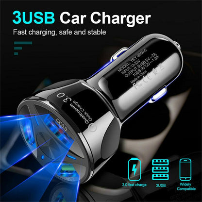 LED Fast Car Charger with USB C Android Cable Combo