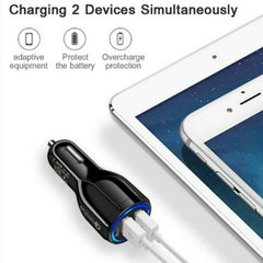 2 Pack 2 Port USB Fast Car Charger Adapter For Devices Black