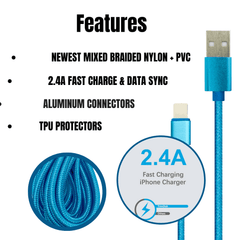 PBG 10FT XL Type-C Charger Cable - Nylon Woven Zebra Pattern 2 Pack