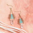 Boho Turquoise Beaded Drop Earrings Gold Tone Crystal Dangle Jewelry