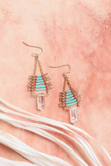 Seed Bead with Crystal Drop Earrings