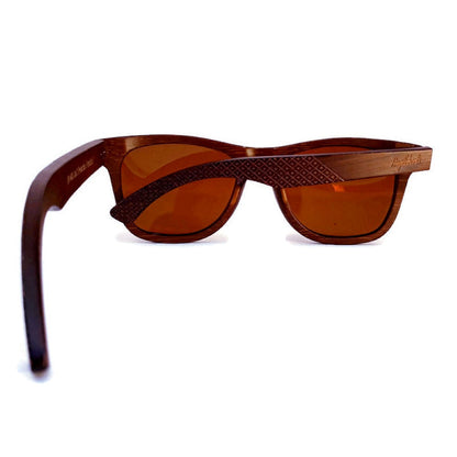 Crimson Wooden Sunglasses With Bamboo Case, Tea Polarized Lenses,