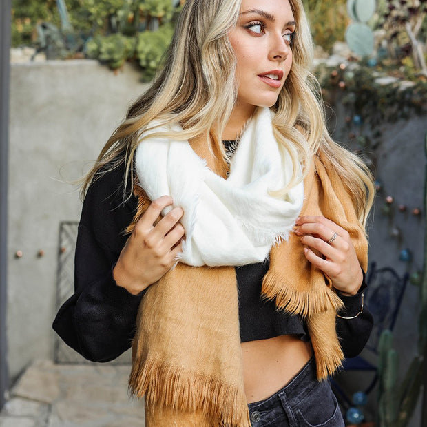 Bufanda de lana sedosa con efecto ombré