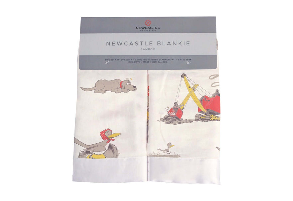 Soft infant muslin blankie with playful animal illustrations and a vibrant design, perfect for cozy cuddles.