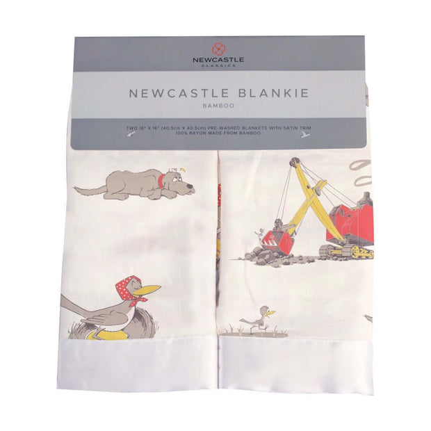 Soft infant muslin blankie with playful animal illustrations and a vibrant design, perfect for cozy cuddles.