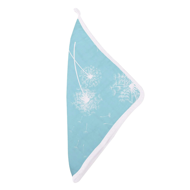 Dandelions Bamboo Washcloth in light blue featuring dandelion patterns on a soft, eco-friendly fabric.
