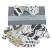 Animal Print Ruffle Set featuring bloomers and a matching headband for infants 0-6 months.