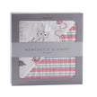 Newcastle Bamboo Baby Blanket packaging featuring cute animal patterns and soft pastel colors.