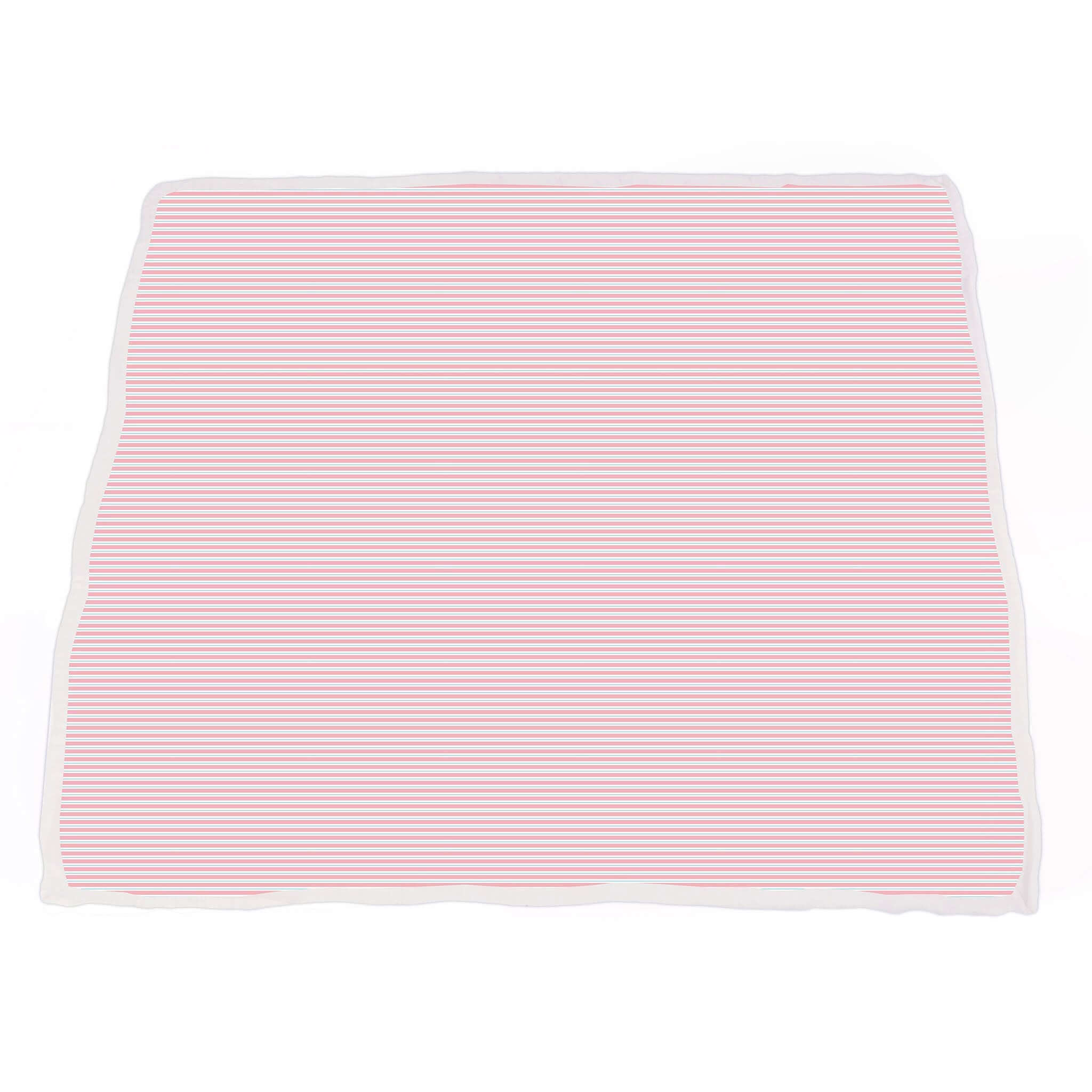 Bamboo baby blanket with soft pink and white stripes, perfect for keeping your baby warm and comfortable.