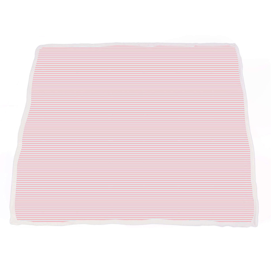 Bamboo baby blanket with soft pink and white stripes, perfect for keeping your baby warm and comfortable.