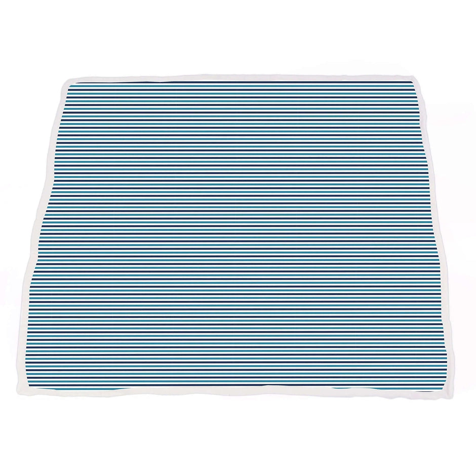 Vintage Train Blanket featuring a blue and white striped pattern, perfect for adding a classic touch to your decor.