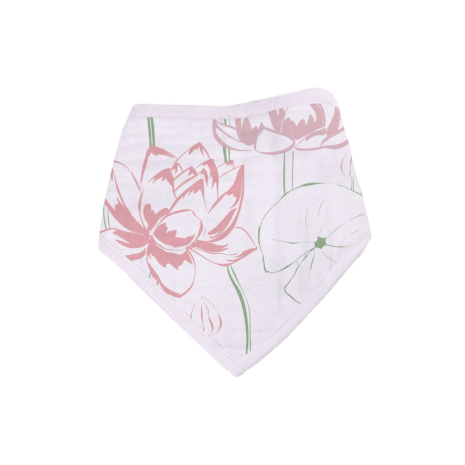 Under Sea Bibs with pink lotus flower design on a light background, perfect for little ones.
