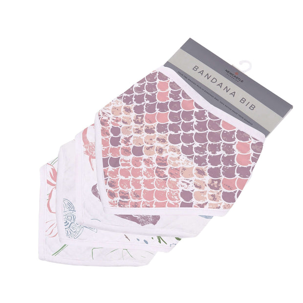 Under Sea Bibs with colorful fish scale and floral patterns for babies.