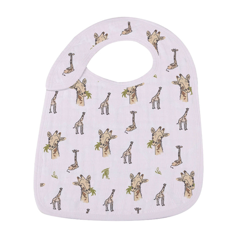 Savannah Snap Bibs featuring playful giraffe prints, perfect for protecting clothes during mealtime. Ideal bibs for little ones.