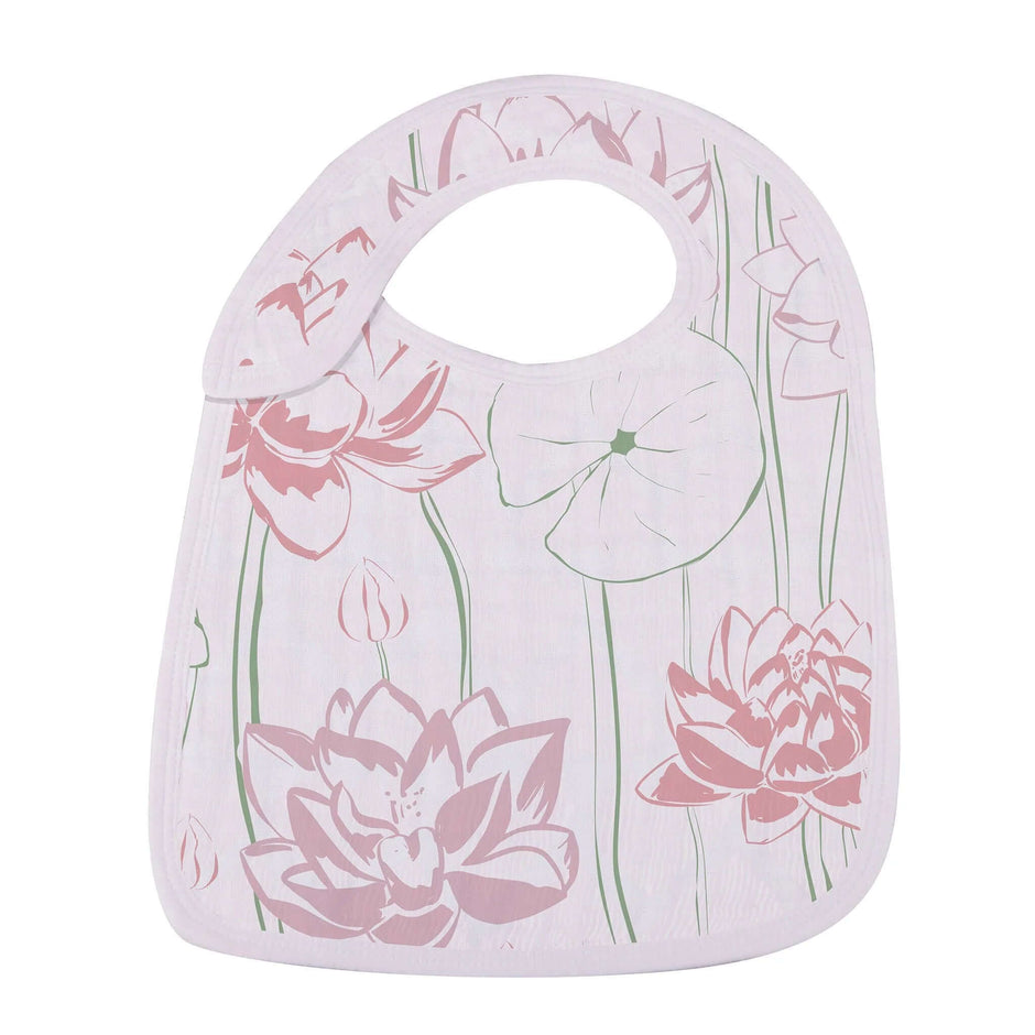 Under Sea Bibs featuring a pink lotus flower design for children.