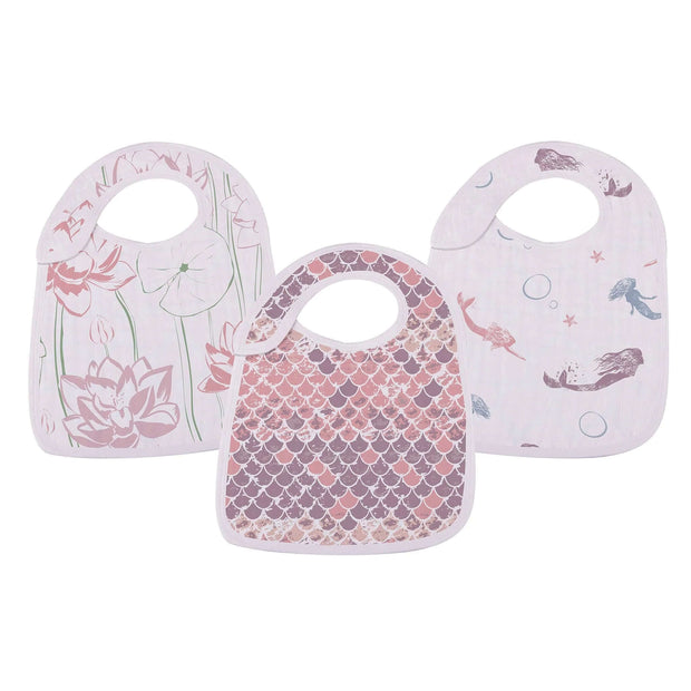 Under Sea Bibs featuring floral and mermaid patterns for babies, perfect for mealtime and fun.