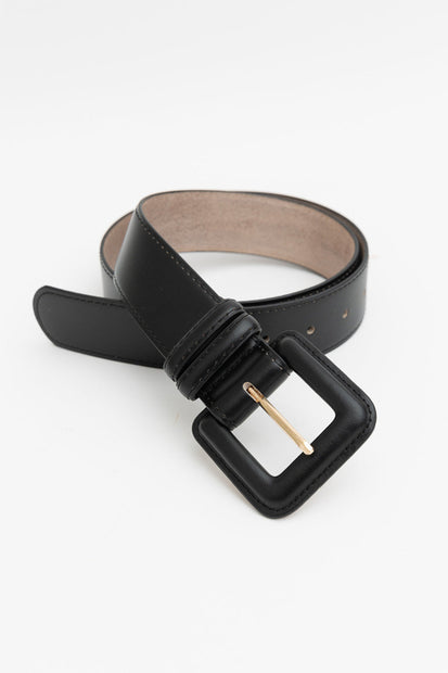 Square-Buckle Leather Belt