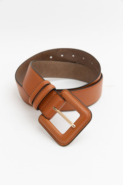 Square-Buckle Leather Belt