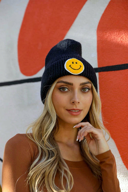 Smiley Ribbed Beanie