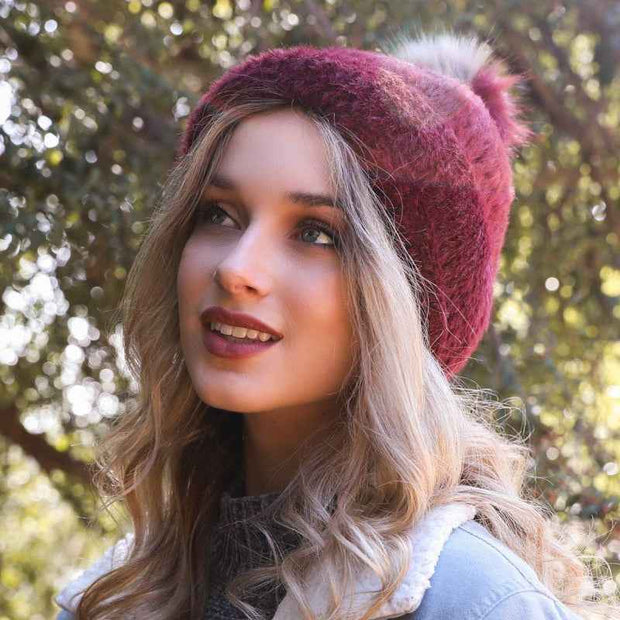 Soft Mohair Pom Beanie – Cozy Knit Hat with Pom Detail