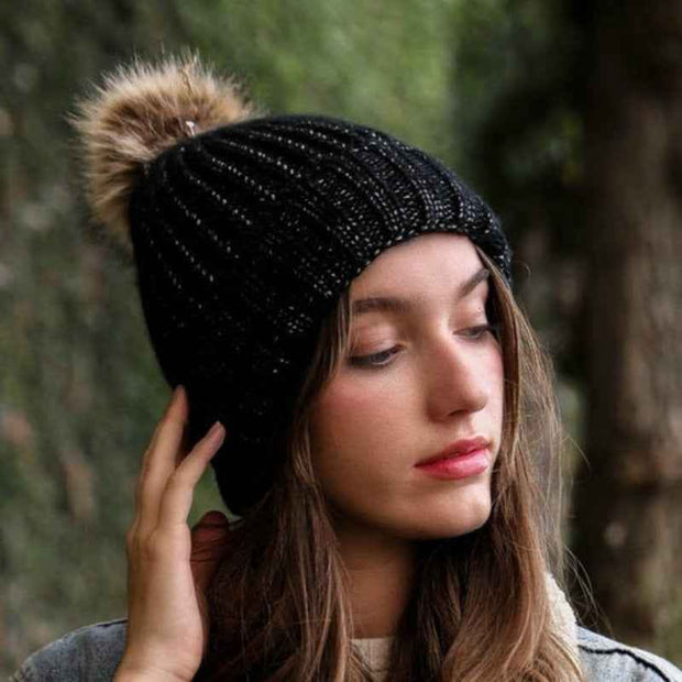 Soft Rib Knit Pom Beanie – Ivory – Leto Collection – Cozy & Stylish