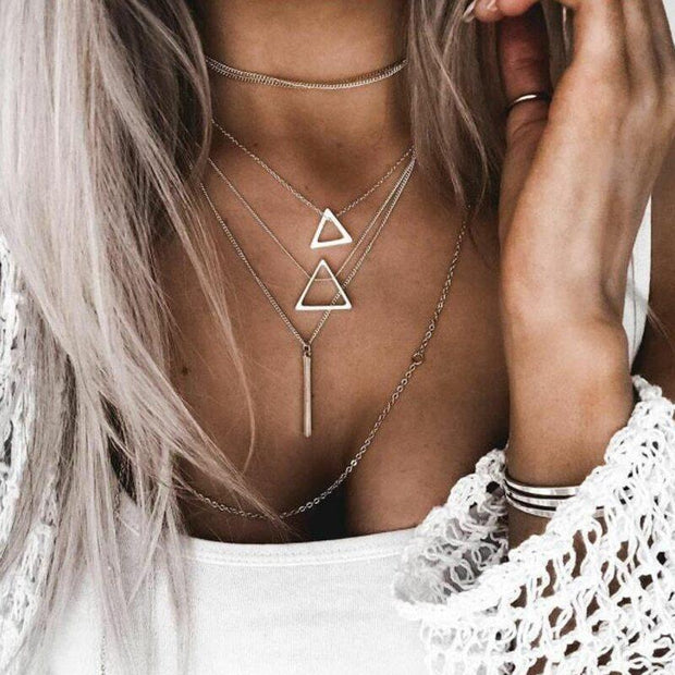 Collier Triangle Multicouche