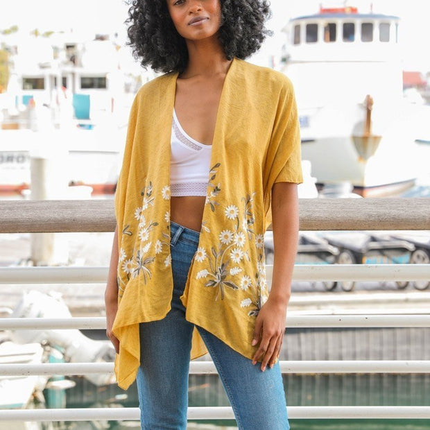 Women Floral Lightweight Kimono Cardigan Open Front Cover Up