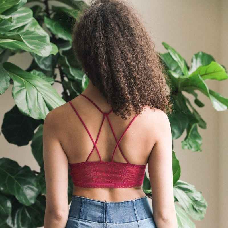 Lace Bralette Crop Top Spaghetti Strap Soft Stretch Innerwear