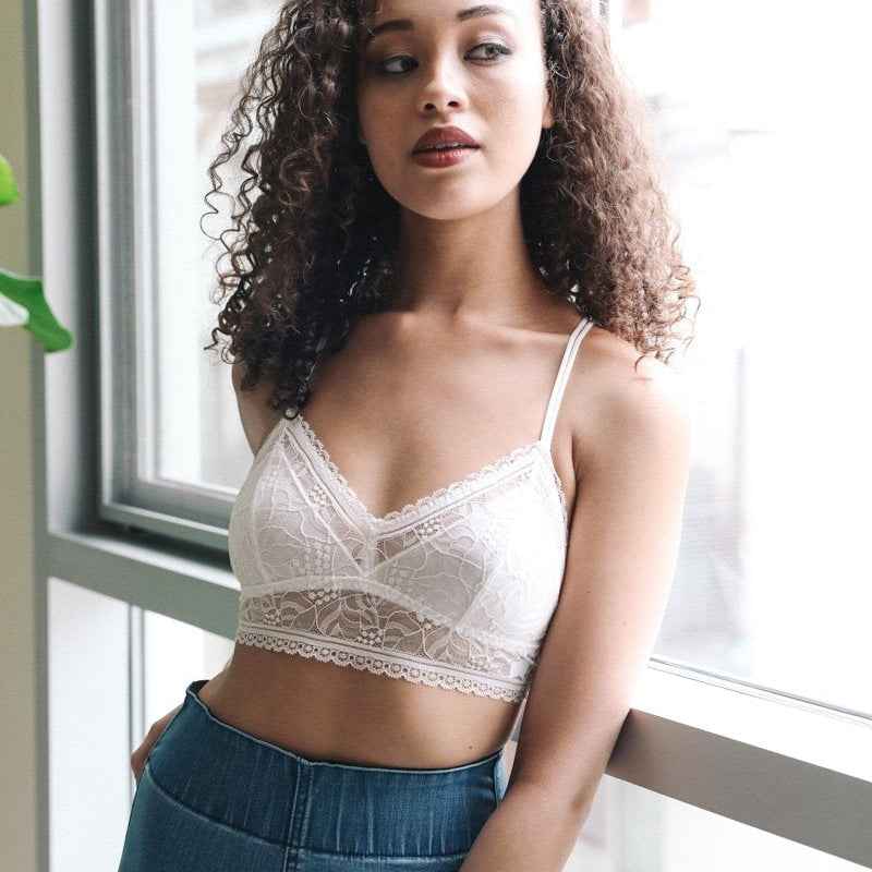 Lace Bralette Crop Top Spaghetti Strap Soft Stretch Innerwear