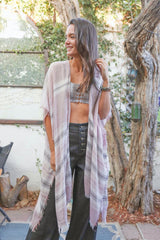 Striped Frayed Colorful Kimono