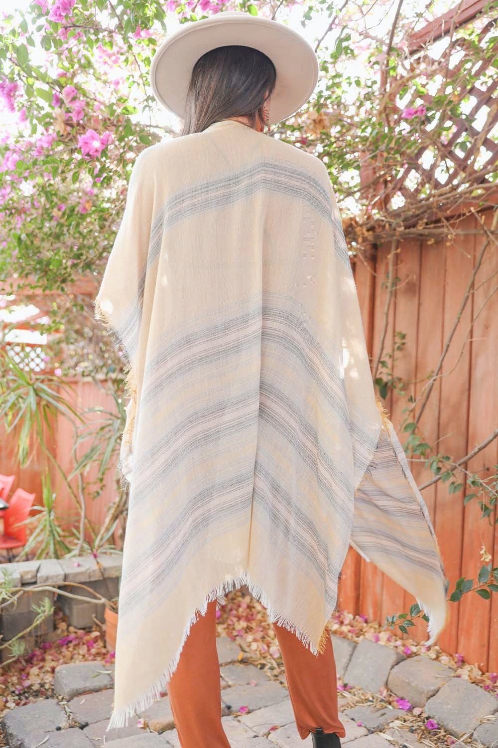 Frayed Striped Kimono