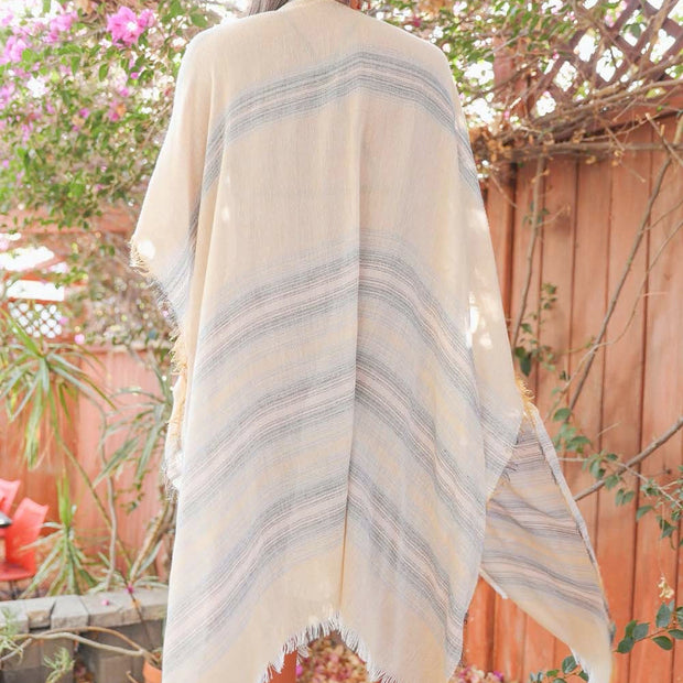 Striped Frayed Colorful Kimono