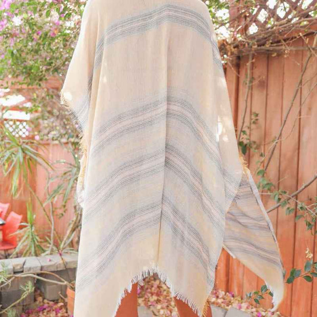 Frayed Striped Kimono