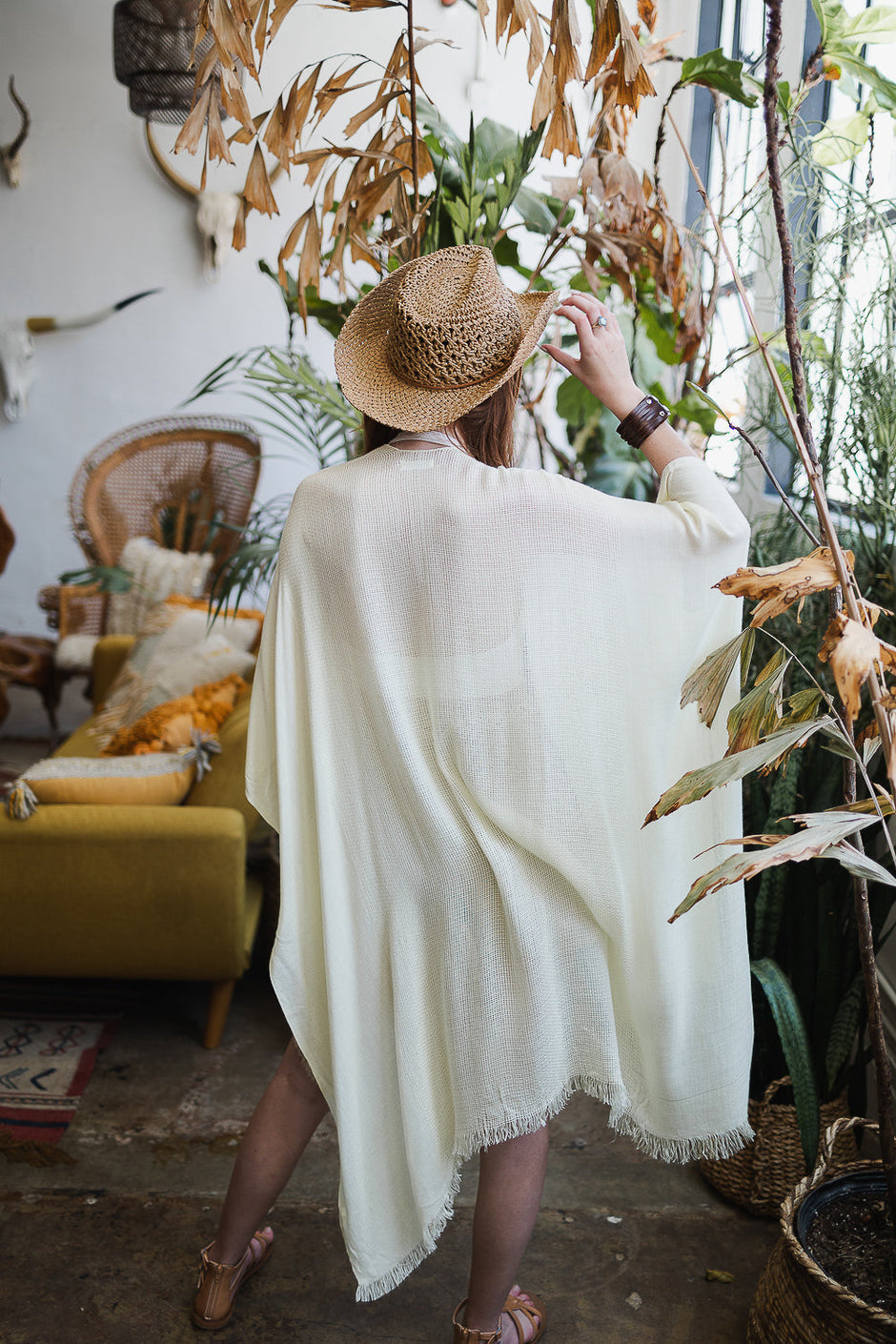 Kimonos con ribetes deshilachados.
